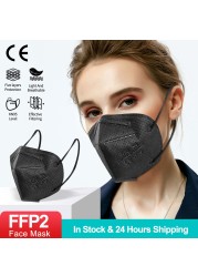 أقنعة FFP2 5 طبقات ffp2fan KN95 قناع وجه واقي FPP2 mascarillas الغبار قناع فلتر قناع التنفس الأسود الفم Masken