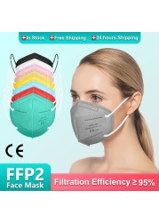 Respiratory Mask KN95 Face Mask FFP2 Mascarilla FPP2 homology ada 5 Ply FP2 Mascara Dust Face Mask FFP 2 Masque ffp2masque Adult