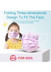 Cute Cat Baby Face Mask Disposable Kids Face Mask Pink Girl 3 Slices Massage Mask For Kids