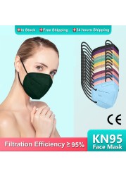 KN95 Masks Adults Mascarillas Masks FPP2 Colors ffp2Mask 5 Layers Face Mask EU Approval FPP2 Mascherine Mask ffp2 masque ffp 2