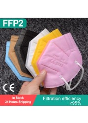 20-100 قطعة ffp2fan ce mascarillas ffp2reuse zable الألوان واقية الفم قناع kn95 masque ffpp2 mascarillas kn95 شهادة