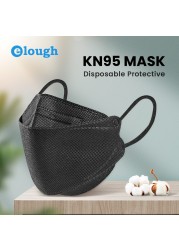 Elough Black KN95 Fish Mask 10-100pcs FFP2 Mascarillas faciales mascarilla fpp2 homology ada 4 layers reusable masque