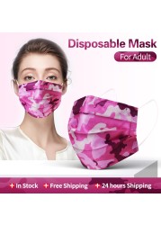 Camouflage disposable face mask 3 ply filter earbuds 100pcs protective face cover masque surgical mascarillas desechables