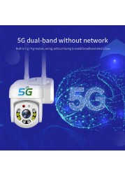 5G كاميرا IP واي فاي PTZ 2MP في الهواء الطلق AI الإنسان كشف كاميرا صغيرة H.264 P2P الصوت المراقبة الأمنية CCTV TUYA ليلة الإصدار