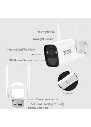 Zoohi كاميرا مراقبة لاسلكية 3 ميجابكسل تعمل بالبطارية وكاميرا مراقبة منزلية تعمل بالطاقة الشمسية وكاميرا WIFI خارجية PIR للكشف الذكي عن البشر