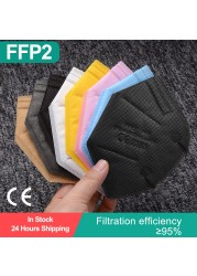 9 Colors FFP2 Mascarillas KN95 Face Masks For Adults 5 Layers Safety Dust Respirator FFP2 Mask Adult Black FPP2 KN95 Face Mask CE