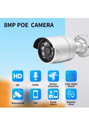 8MP 5MP POE IP Camera Mini Outdoor Waterproof Dual Light Source H.265 Video Compression Color Night Vision Smart CCTV Camera