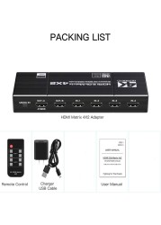 4K60Hz HDMI-compatible 4x2 matrix splitter splitter support HDCP 2.2 IR remote control switch 4x2 Spdif 4K 4x2 matrix switch