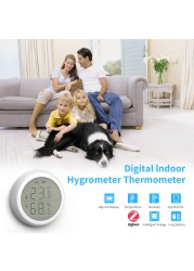 Tuya Zigbee Smart Home Temperature Humidity Sensor with LED Display Works with Google Assistant and Tuya Zigbee Hub