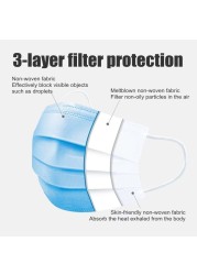 Disposable mask non wove mascarillas quiurjicas 3 ply 95% filter respirator earbuds adult sanitary masks christmas mask