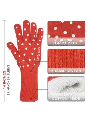 DEYAN-Women's Heat Resistant Oven Gloves BBQ Gloves 1472 f with Non-Slip Grip for Baking Grilling Smoker