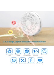 WIFI 2 in 1 Smoke Carbon Monoxide Combo Detector CO Gas Smoke Alarm Sensor 85DB Sound Alarm Tuya Smart Security Alarm System