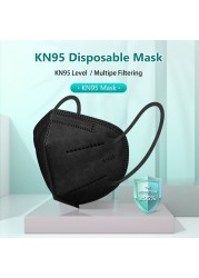 10-100pcs Black Filter FFP2 Mask KN95 Protective Face Mouth Masks ffp2fan FPP2 Mascarillas Mascherina ffp2 Reusable FFPP2