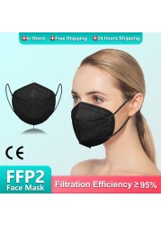 5-100pcs kn95 black mask ffp2 mascarillas fpp2 gay face mask mascara KN95 respiratory adult masque noir CE mascarillas