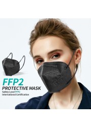 FFP2 mascarillas adult black face mask reusable mascarilla fpp2 homology ada colores kn95 mascarilla breathing mouth cover masque