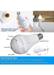 Panoramic Light Bulb Mini Camera HD 960P 360 Degree Fisheye WiFi Wireless CCTV LED Hidden Light Lamp IP P2P Home Security Cam