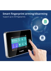 FUERS WIFI GSM Tuya Smart Home Security Alarm System Kits Touch Screen Wireless Burgl Control 433MHz Siren PIR Motion Sensor