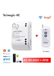 Tuya smart garage door opener wifi RF 433mhz 1ch relay module switch open/close self-timer interlock mode inqing Alexa