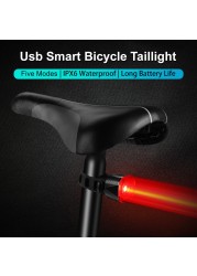 Awapow Bicycle Brake Tail Light Smart USB Charging Cycling Light IPX6 Waterproof LED Smart Safety Brake Auto Sensor Bike Lamp