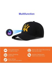 HD 1080P Wearable Baseball Hat Camera Fashion Baseball Cap Wifi Camera For Outdoor Travel Manual Recording Remote Monitoring