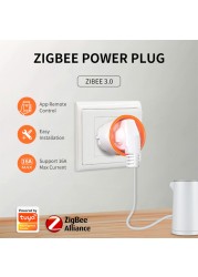 2022 Tuya Smart zibee 3.0 قابس طاقة 16A مخرج EU 3680 واط متر جهاز تحكم عن بعد يعمل مع Alexa و Tuya Hub