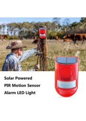 110dB Sunlight Anti-theft Sound Alarm Warning Waterproof LED Home Garden PIR Rechargeable Outdoor Built in Battery Flashing