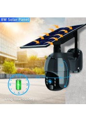 2022 4G SIM Card 1080P IP Camera Wifi 8W Solar Video Battery Security Outdoor PTZ CCTV Monitor Smart Wireless Dome IP66