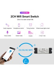 Smart WiFi Light Switch, WiFi Module, 2CH DC 5/12/32V AC 85-250V RF433 Receiver 10A Relays Work with Alexa Google Assistant, Ewelink