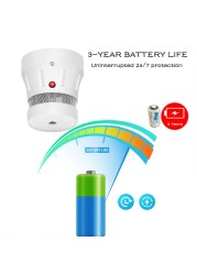 Tuya Smart Smoke Detector Operate Alone Built-in 75dB Siren Sound Standalone Warning Alarm Fire Protection Sensor Zigbee Or WiFi