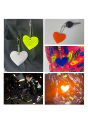 5pcs Cute Heart Shape Reflective Keychain Bag Pendant Doft Accessories Reflective PVC Keyrings For Visible Safety