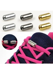 10pcs Elastic Laces Clasps Metal Capsule Lock Buckles Tip Ends No Tie Shoelaces Tieless Elastic Lazy Shoelace Accessories