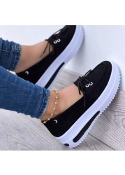 Women Shoes 2022 Platform Increase Casual Shoes Solid Color Round Toe Loafers Women Buckle Wedge Women's Shoes Zapatos De Mujer