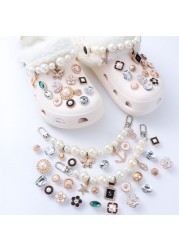 1 Set JIBZ Crocs Charms Designer Luxury Croc Charms for Girls Flower Shoes Rhinestone Accessories Anime Crocs Decoration New