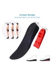 Height Increasing Insoles 2-Layer Adjustable Increase Shoes Pads Air Cushion Foot Lift Insert Longer Unisex Feet Care Soles