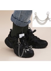 Multi Layer Shoe Chain Charm Cross Tassel Necklace Boot Jewelry for Women Unisex Trendy Anklet Chain Jewelry Party Gift