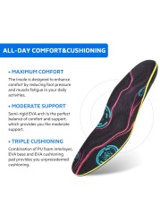 3ANGNI Orthotic Shoe Insoles Arch Support Heel Cushion for Plantar Fasciitis Full Length Orthotic Insoles Relief Foot Pain