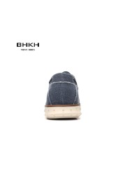 BHKH 2022 Autumn Canvas Loafers Shoes Fashion Men Casual Shoes Comfortable Smart Casual Shoes Office Work Footwear Men Shoes