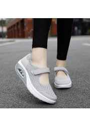 Women's Vulcanized Shoes 2021 New Fashion Air Cushion Sneakers Light Breathable Comfortable Womne Platform Height Increasing Shoes