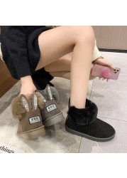 2022 Autumn Winter New Snow Cotton Shoes Cuffs Flat Bottom Short Boots Big Fur Black Warm Velvet Women Boots