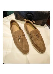 Vallu high quality 2021 summer walking autumn new arrival high-end leather metal buckle soft outsole flat comfortable loafers