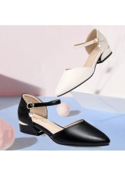 Comfortable Square Heels Office Ladies Work Shoes Soft PU Leather Low Heel Pumps Women Ankle Strap Classic Black Shoes Woman