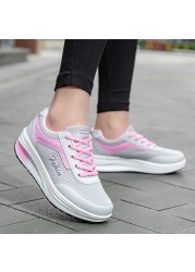 Women Vulcanized Shoes Platform Low Top Shake Shoes Mesh Increase Casual Sneakers Light Concise Loafers Non-slip Soft Bottom