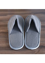 1 Pair Simple Unisex Solid Color Slippers Hotel Travel Spa Portable Men Slippers Disposable Guest Home Indoor Cloth Men Slippers