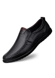 Men's genuine leather shoes moccasin slip-on shoes casual driving shoes