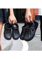 Airavata 2021 New Sandals Hole Shoes Couple Clogs Slippers Summer Men Women Beach Flat Hollow Out Smiling Face Buckle