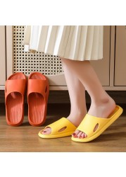 Thin Bottom Slippers Women Striped Soft Bottom Plastic Slippers Indoor Home Noise Reduction Sandals Bathroom Non-slip Flip Flops