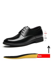 Men Leather Shoes Elevator Shoes Height Increasing Shoes Height Increasing Shoes Insole Height Increase 6/8cm Black Height