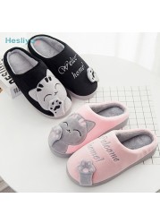 Winter Women Slippers Cartoon Lucky Cat Shoes Fluffy Plush Warm Non-slip Cotton Slippers Home Indoor Couple Fashion Shoes Female