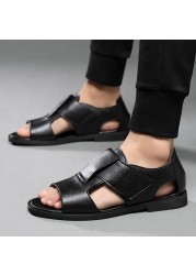 High Quality Breathable Leather Men Sandals Summer Shoes Beach Shoes Casual Style Black Brown Plus Size