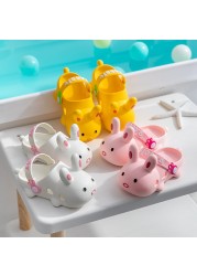 Baby Summer Slippers Cartoon Shoes Baby Flip Flops Indoor Slippers Child Cartoon Non-slip Bunny Beach Swimming Slippers Kids